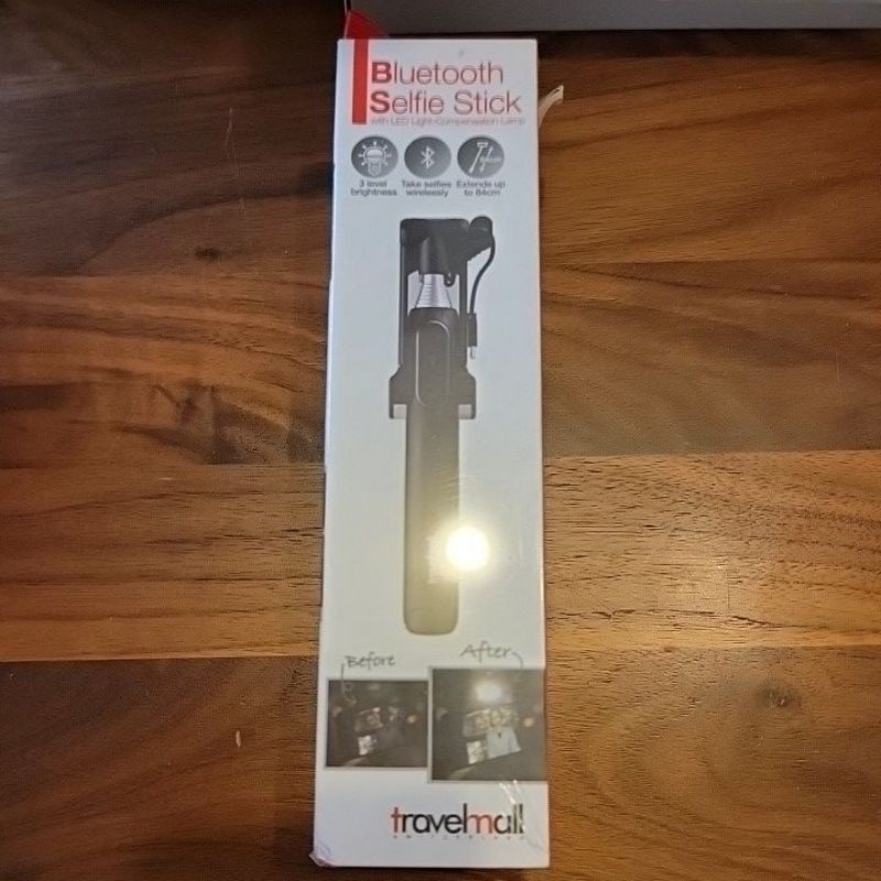 [全新現貨, 特價優惠] Travelmall 藍芽自拍棒+三段補光燈 黑色