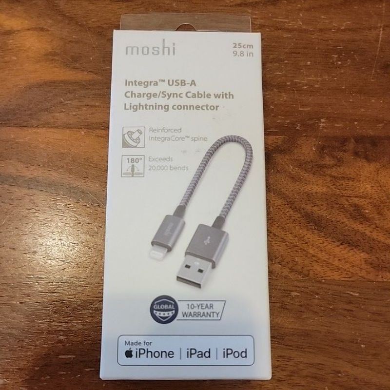 [全新現貨, 特價優惠]] Moshi Integra 強韌系列 Lighting to USB 充電編織線 25cm