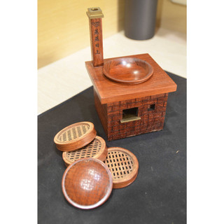 《收藏品》木藝品 蒸蒸日上 小蒸籠 辦公室 擺飾 花梨木