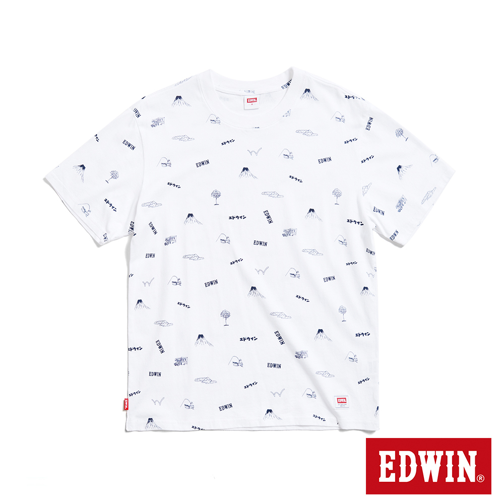 EDWIN 滿版LOGO印花短袖T恤(白色)-男款