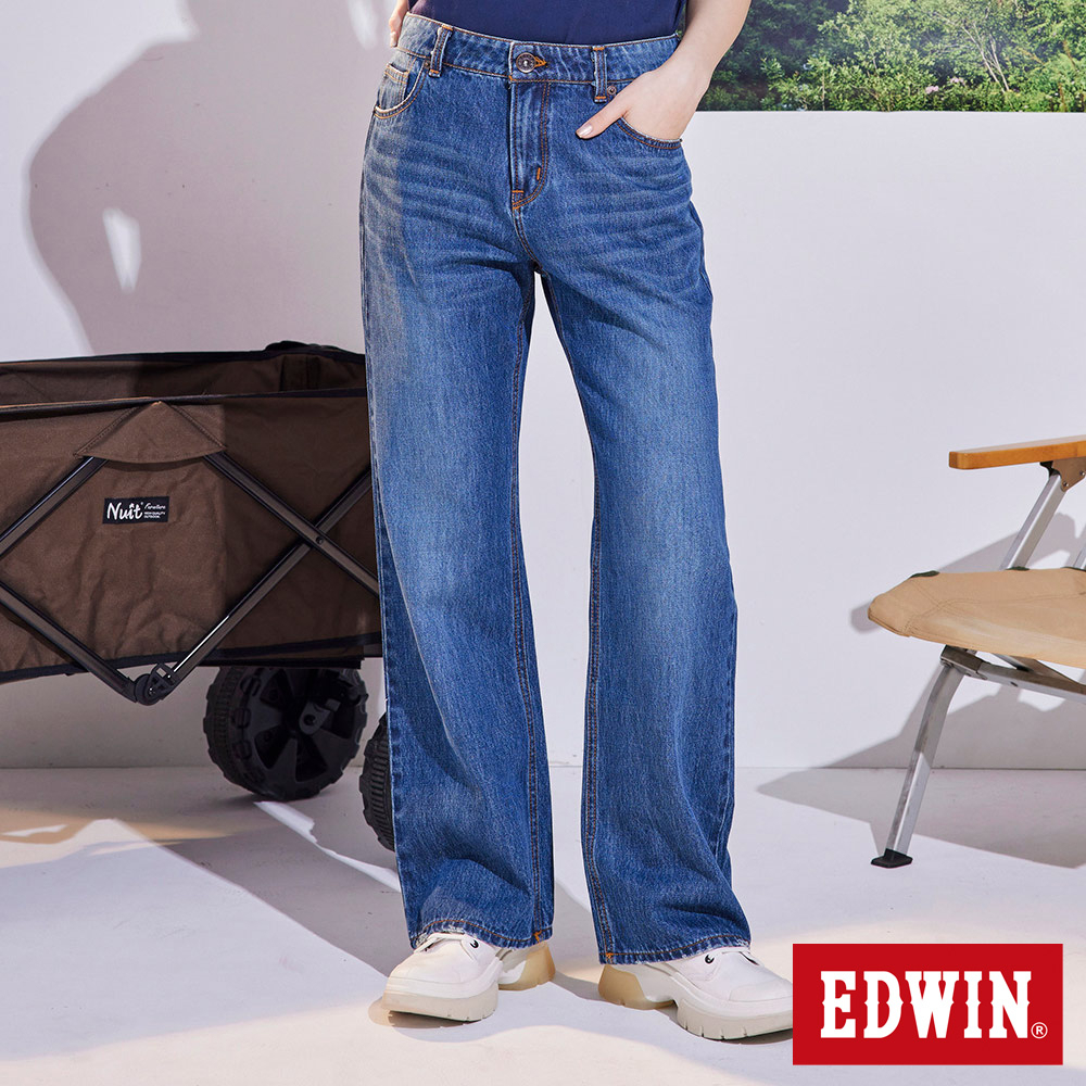 EDWIN 紅標 寬版喇叭褲(中古藍)-女款