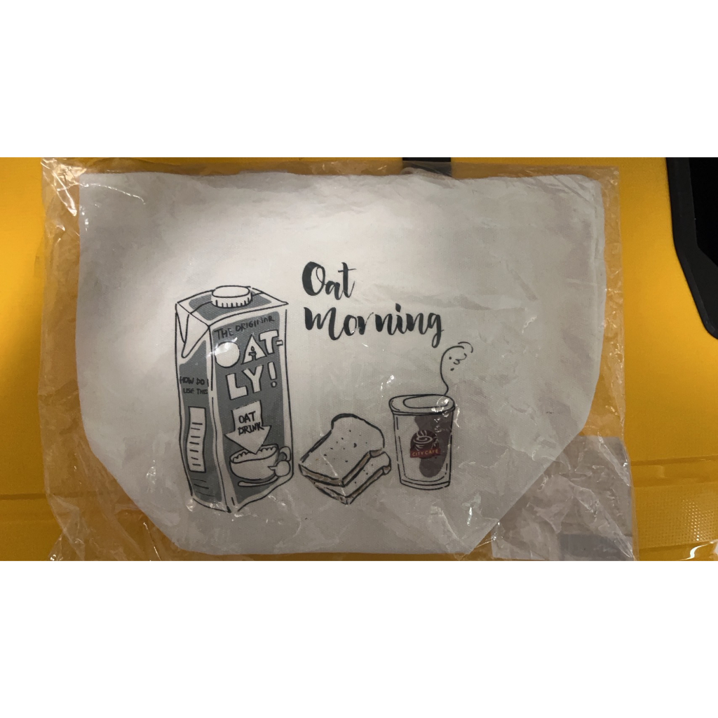 CITY CAFE x OATLY 燕麥奶 文青小提袋/亞麻輕便袋 環保袋