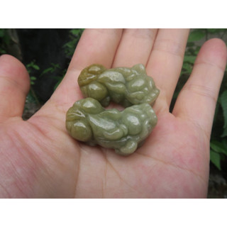 coco緬甸玉 招財黃翡貔貅翡翠擺件一對 純手工雕刻 糯種 翡翠a貨附證書 現貨在臺北市