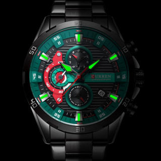 CURREN卡瑞恩男士腕錶簡約休閒商務鋼帶手錶 夜光手錶 日曆石英手錶 防水男錶8402