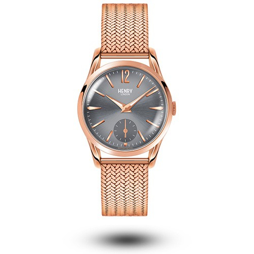 HENRY LONDON英國設計師品牌手錶 | HL30-UM-0116 - 鵝卵石灰面玫瑰金 復古造型女錶