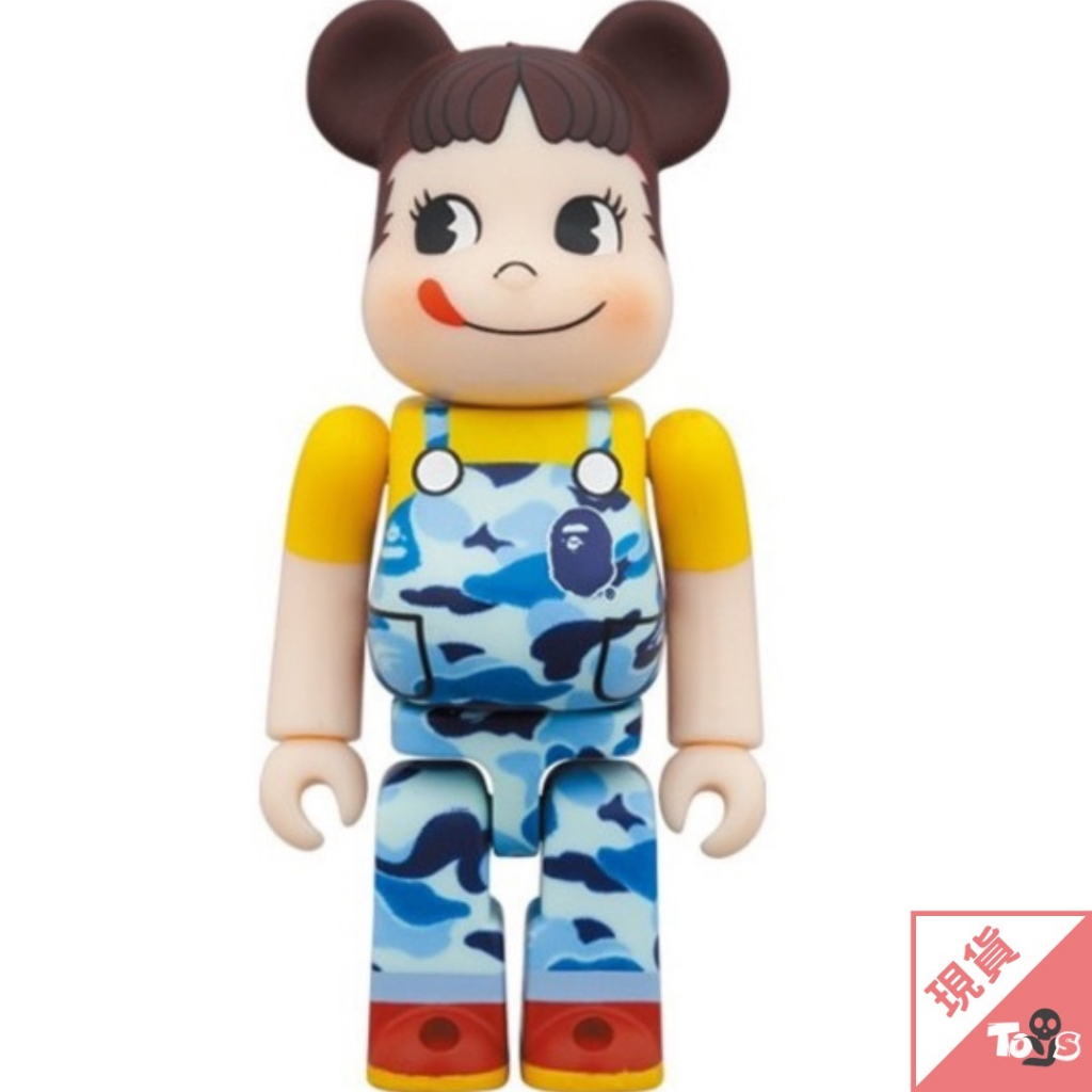 （現貨）BEARBRICK 不二家 藍色迷彩 牛奶妹  1000% 聯名 BAPE 猿人 不二家 限量 潮流 玩具有毒