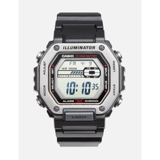 【金台鐘錶】CASIO卡西歐 10年電力 不鏽鋼外殼 (橡膠錶帶) (銀框) 運動錶 金屬風質感 MWD-110H-1A