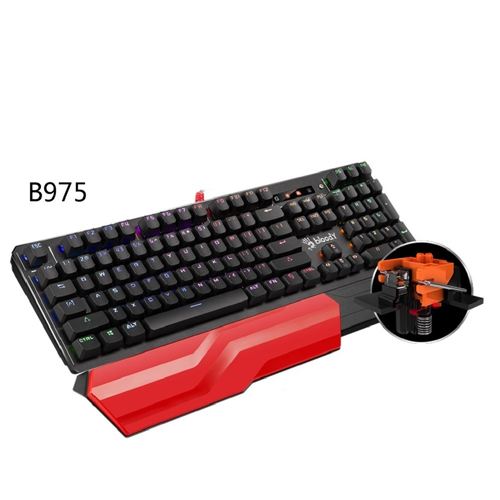 【 A4 Bloody】B975(光橙軸) RGB三代天平光軸機械鍵盤-贈350控鍵寶典