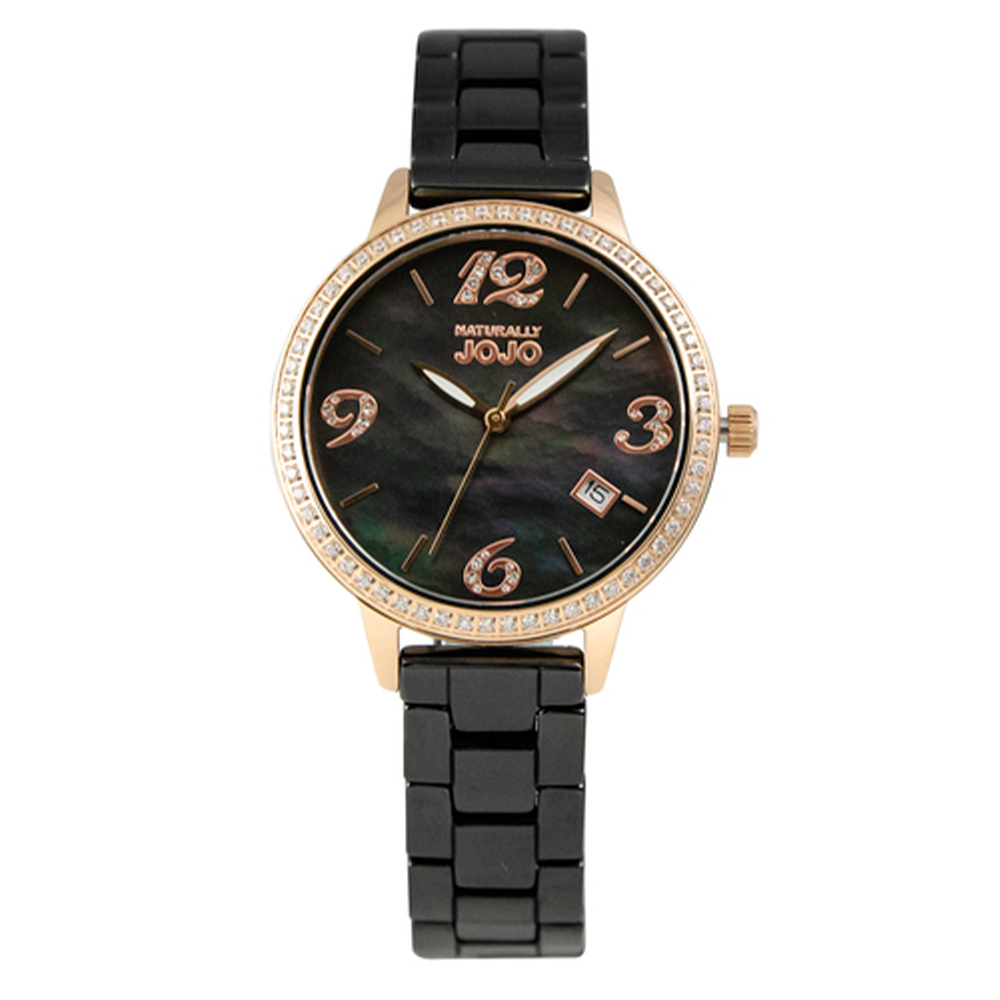 【NATURALLY JOJO】韓風美學設計陶瓷女錶 JO96968-88R 34mm 現代鐘錶