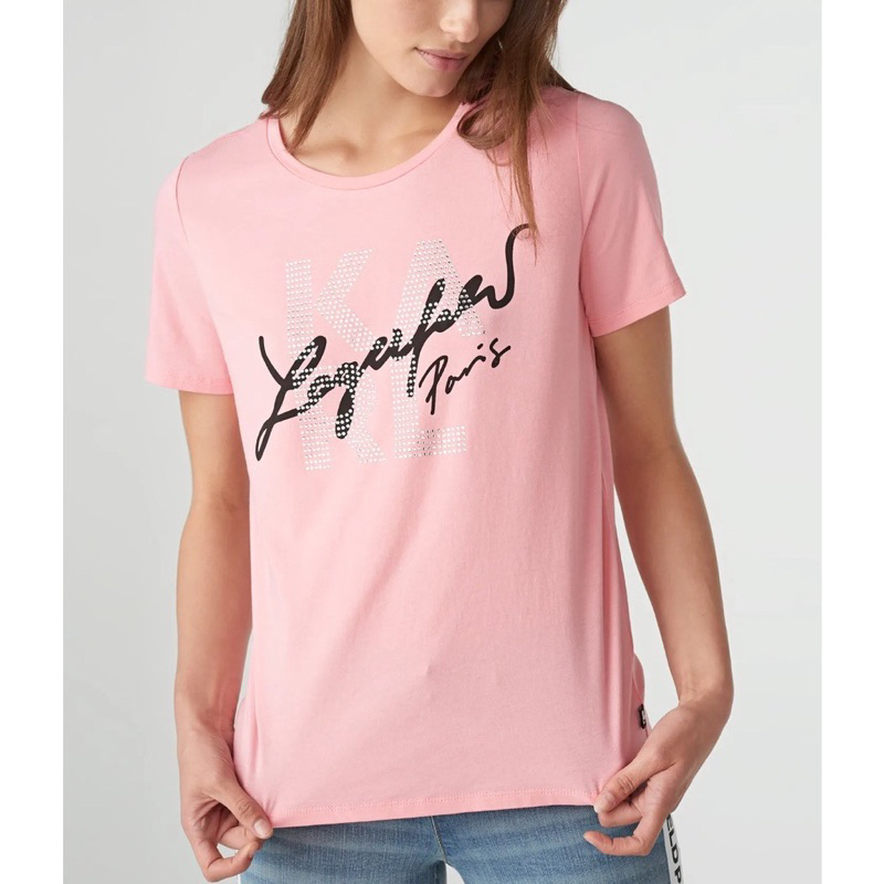 卡爾 KARL LAGERFELD KL 粉紅 英文 logo上衣