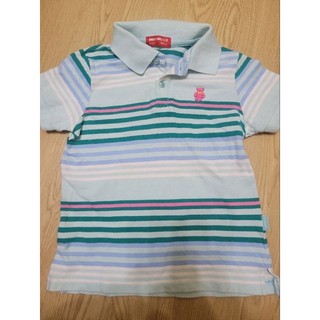 why and 1/2 普普熊 條紋 polo衫 短袖 上衣 短T 100
