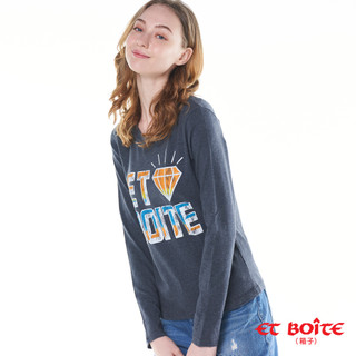 BLUE WAY ET BOiTE 箱子 - ET鑽石印花長袖TEE(深灰)