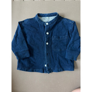 #二手寶寶/MUJI無印良品 無領牛仔布襯衫外套80cm