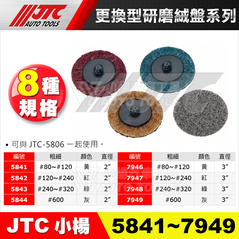 【小楊汽車工具】JTC 5841/5842/5843/5844 更換型研磨絨盤  (10/組) 研磨  絨盤 拋光絨盤