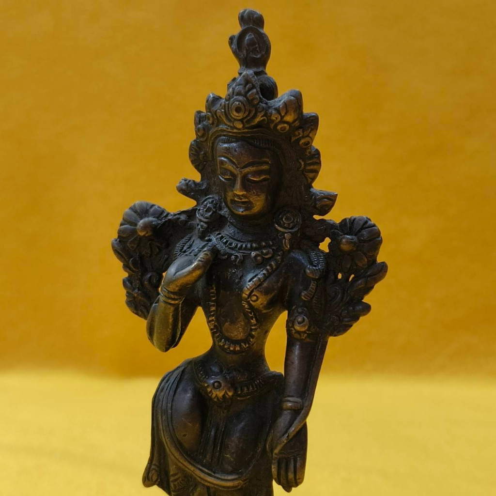 &lt;尼泊爾佛像&gt; 藏式立姿度母佛像~老銅老件~ 尼泊爾珍藏老佛像分享