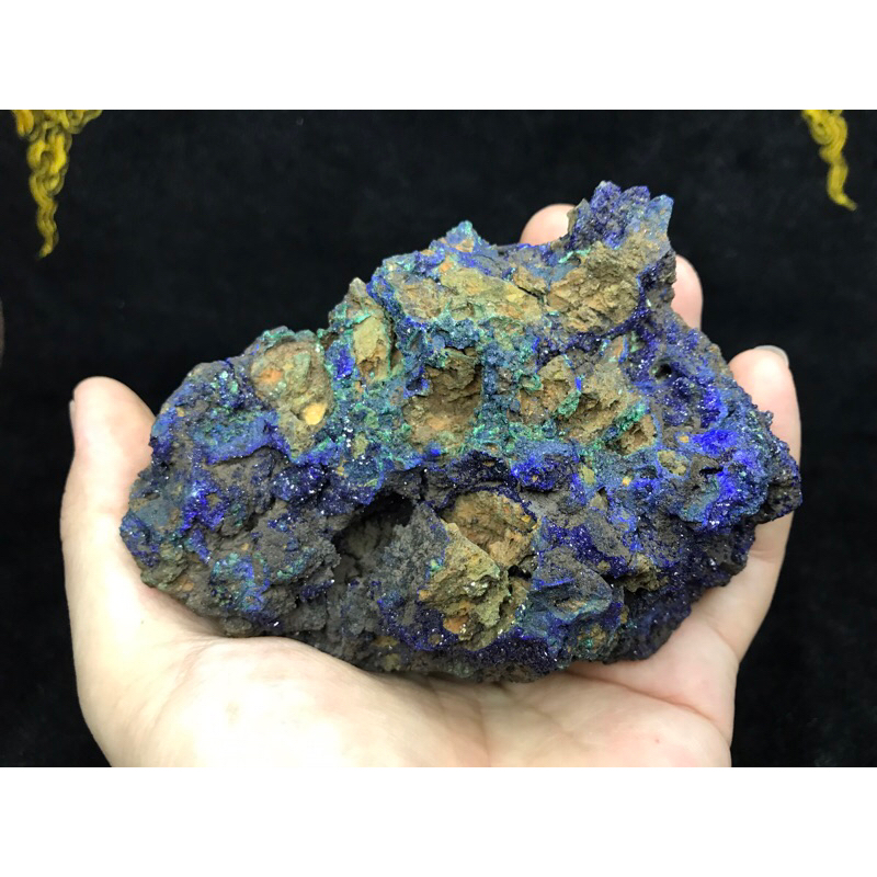 藍銅礦 安徽藍銅 Azurite 赤銅礦 藍銅 孔雀石 共生 原礦 礦標 #4978