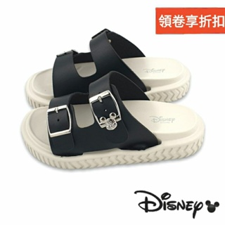 【MEI LAN】迪士尼 Disney (童) 米奇 質感立體 大臉扣飾 餅乾拖鞋 輕量 軟Q 3206 黑另有多色可選