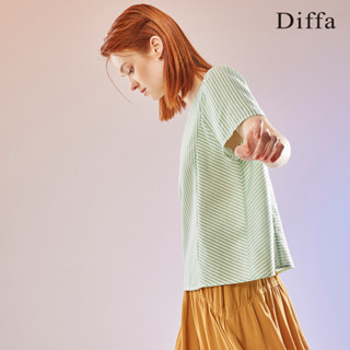 【Diffa】撞色條紋緹花上衣3768-8218