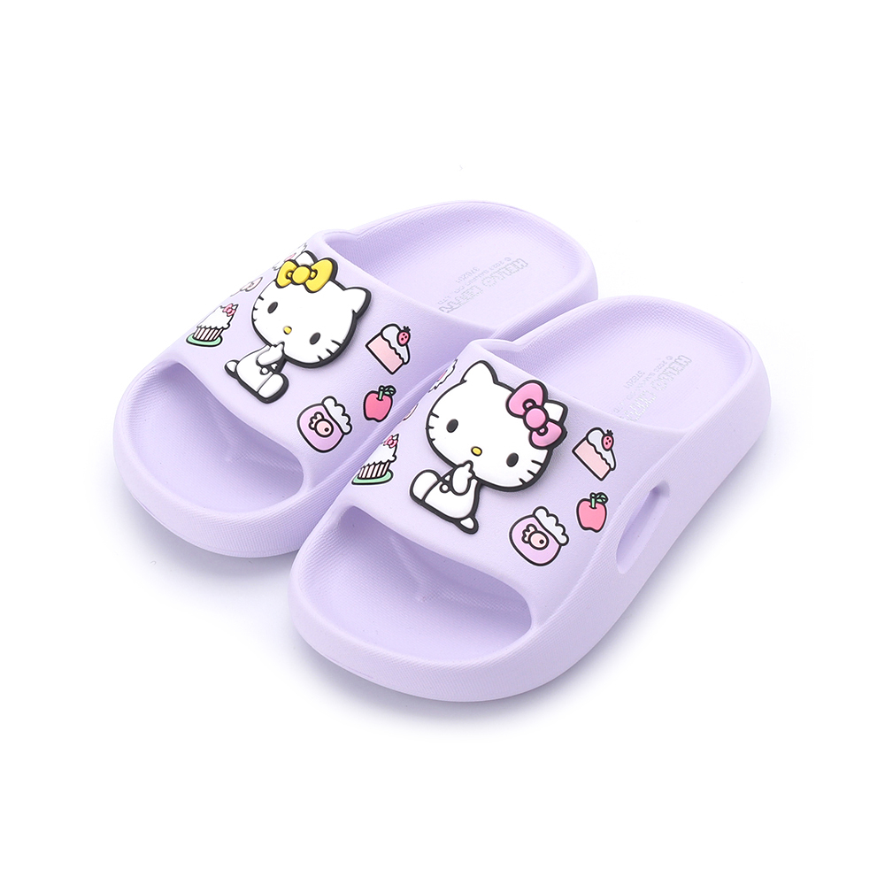 HELLO KITTY 甜點胖胖拖鞋 紫 中大童鞋