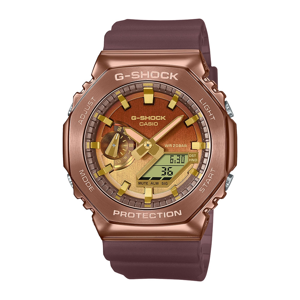 CASIO卡西歐 G-SHOCK 沙漠越野 奢華冒險 高貴銅棕 金屬錶殼 八角形錶殼 GM-2100CL-5A