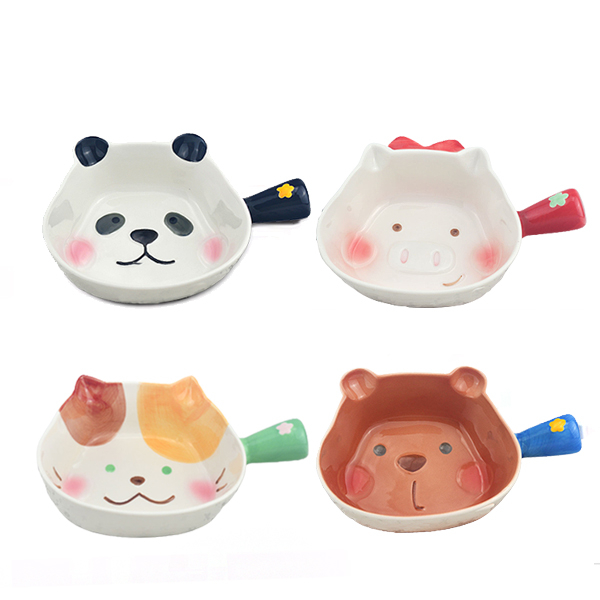 [堯峰陶瓷 ]可愛動物單柄造型碗/ 烤盤(森林熊/小貓/小豬/貓熊)單入| 焗烤盤 水果盤 炸物盤|網美 可愛風 |親子