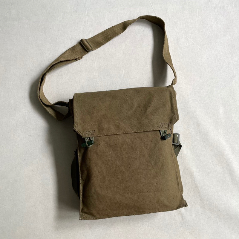 捷克公發 Czech Sidepack Bag 厚帆布 三內夾層 防毒面具包 軍用 側背包 古著 Vintage