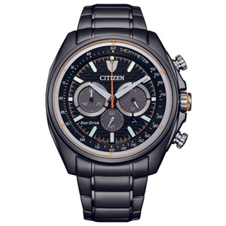CITIZEN 星辰 激速賽車光動能計時手錶-黑 CA4567-82H
