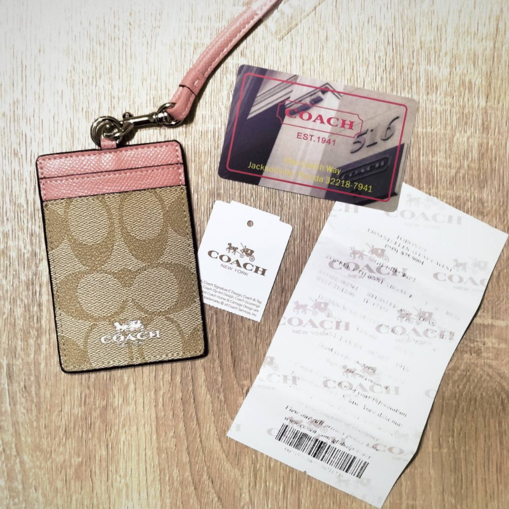 COACH LOGO 馬車 PVC 皮革證件套票卡夾 防刮皮革識別證掛帶票卡夾