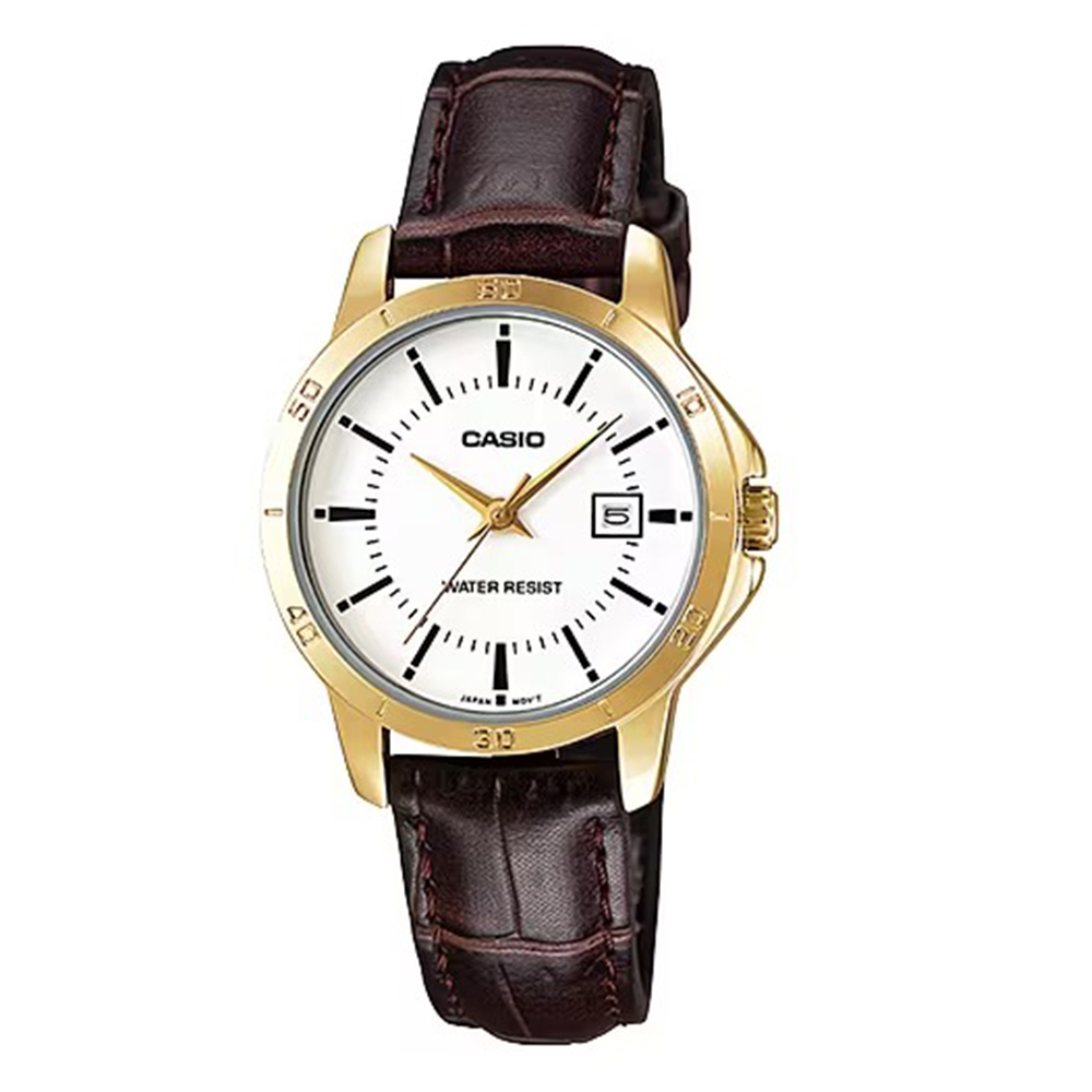 【WANgT】【CASIO】卡西歐 都市魅力風格咖啡色女士皮帶腕錶手錶 (LTP-V004GL-7A)