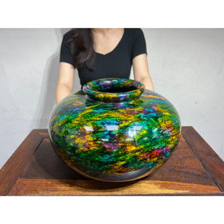 【66藝品】天然【七彩玉聚寶甕】B27 國寶 臺灣花東原礦 花藝 花瓶 寶甕 渾然天成 收藏擺件 七色玉 聚寶盆