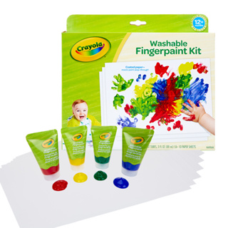 【美國繪兒樂Crayola】幼兒可水洗手指畫顏料4色組(紅/黃/藍/綠)｜ 鮮豔持久 AP安全認證