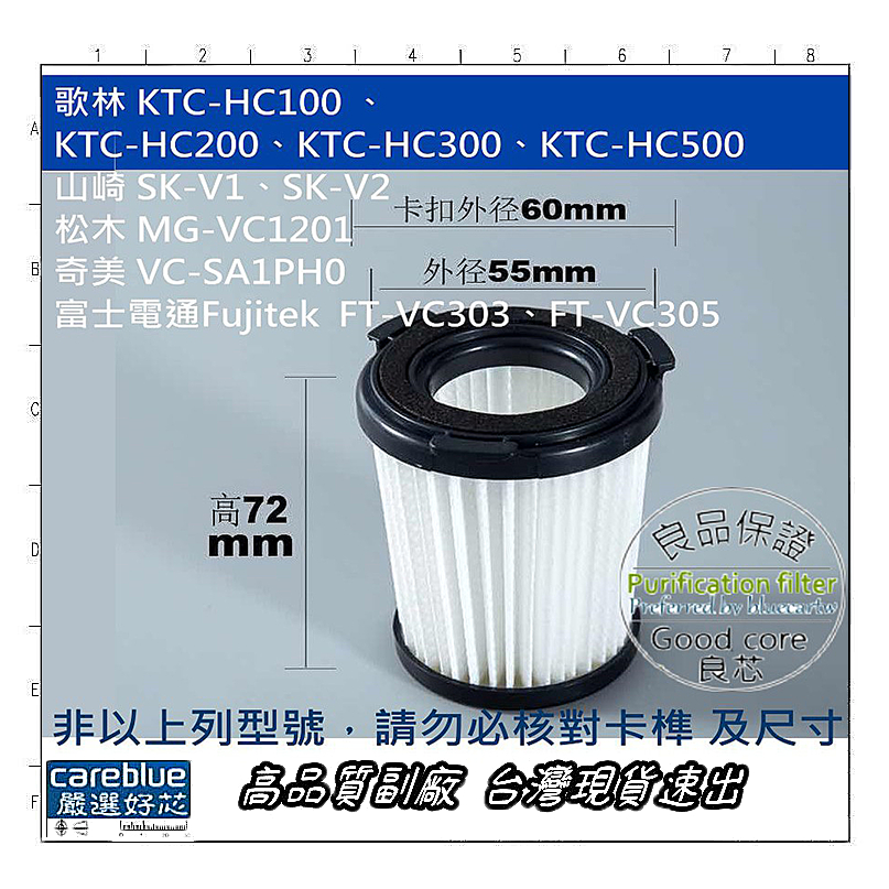 適 歌林 紗網 HEPA 濾芯 KTC-HC100 KTC-HC200 KTC-HC300 KTC-HC500濾網 濾心