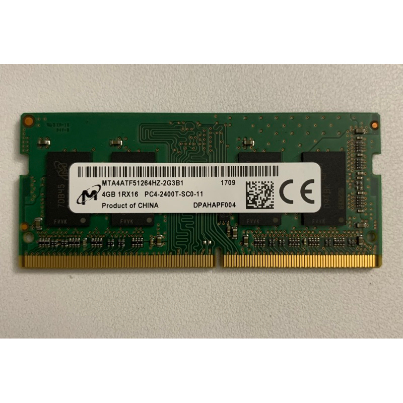美光 Micron 1Rx16 DDR4 4G 4GB PC4-2400 筆電記憶體 ram 筆電 2400