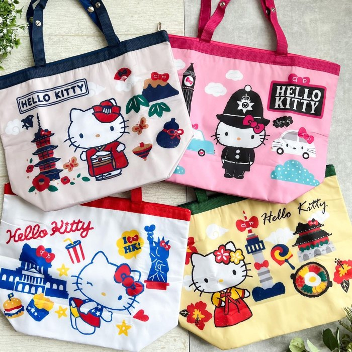 7-11 HELLO KITTY環遊世界摺疊大保冷袋 保溫袋 手提袋 購物袋 保溫袋 手提包