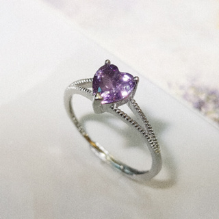 Le Bonheur 紫水晶愛心戒指 開口可調節(情人節 生日禮物 七夕禮物 情人節 送女友)