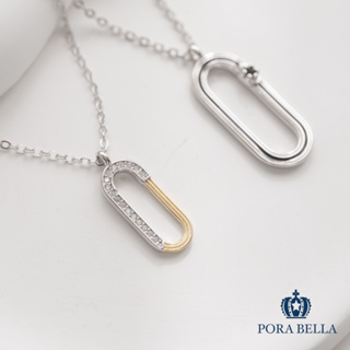 <Porabella>925純銀情侶款項鍊 男女款時尚小眾簡約 黑金白金小鑽誥石項鍊 Necklace <一對販售>