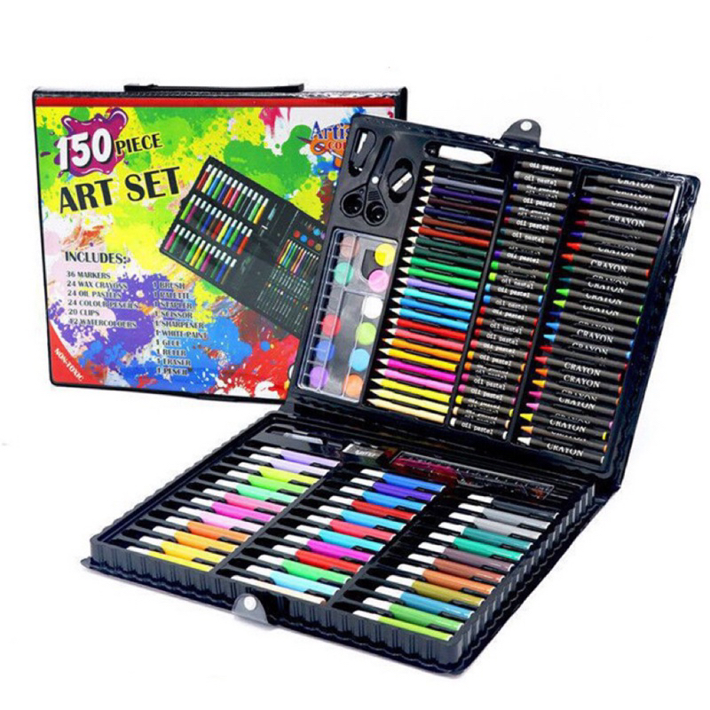 兒童繪畫組 彩色筆 蠟筆 粉蠟筆 彩虹筆 色鉛筆 水彩 150件繪畫套組 麥克筆 繪畫筆 美勞 美術文具 畫圖 文具用品