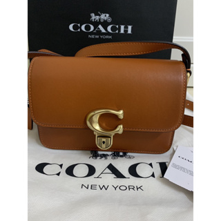 正品coach studio 19焦糖色真皮斜背包