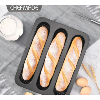 (烘焙廚房)Chefmade學廚WK9943黑色不粘法棍模 法式長棍 法國麵包模具 波浪型麵包烤模wk9943