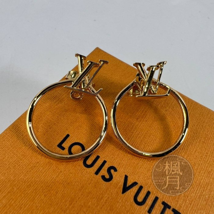 Louis Vuitton M00763 LV Eclipse Earrings, Gold, One Size