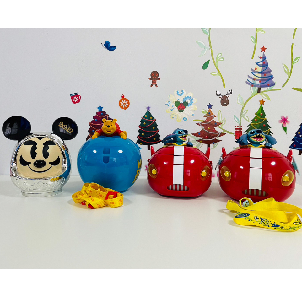 迪士尼 造型 爆米花桶 小熊維尼 氣球 達摩米奇 2019 銀色 史迪奇飛船 史迪奇 樂園 絕版 爆米花筒