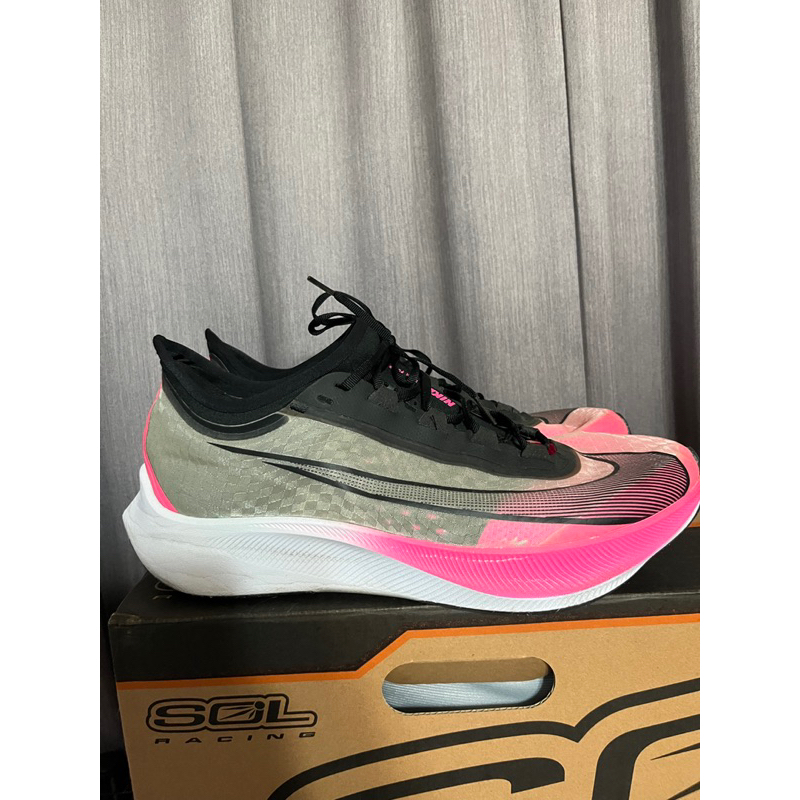 NIKE ZOOM FLY 3 粉灰 透明 慢跑鞋 US 12.5