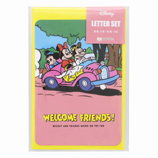 sun-star 日本製 迪士尼 Retro Friends系列 造型信封信紙組 米奇家族 野餐