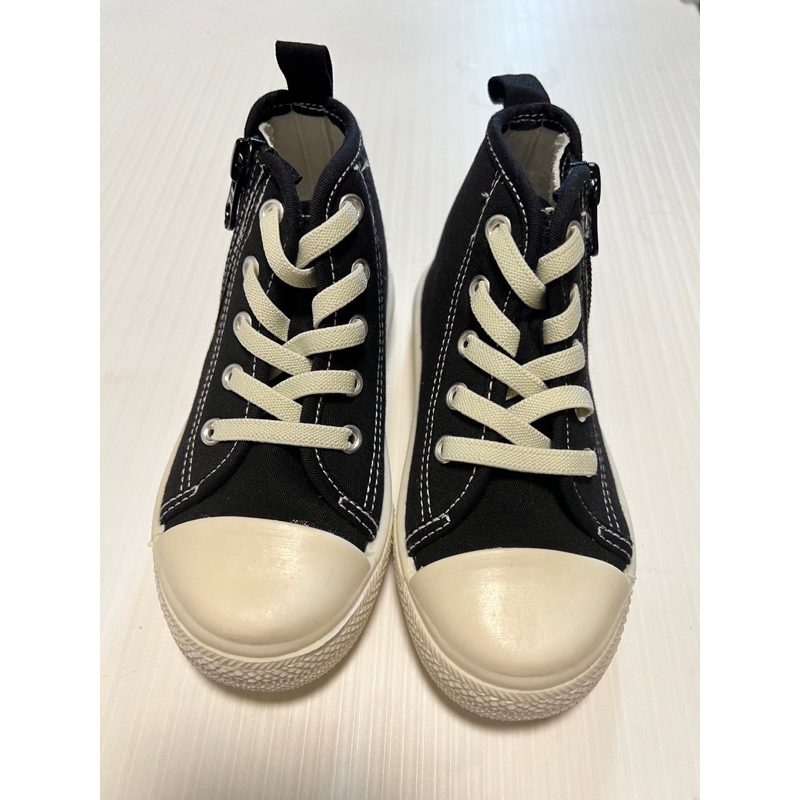 (全新附鞋盒）日本Breeze高筒兒童帆布鞋 黑15cm