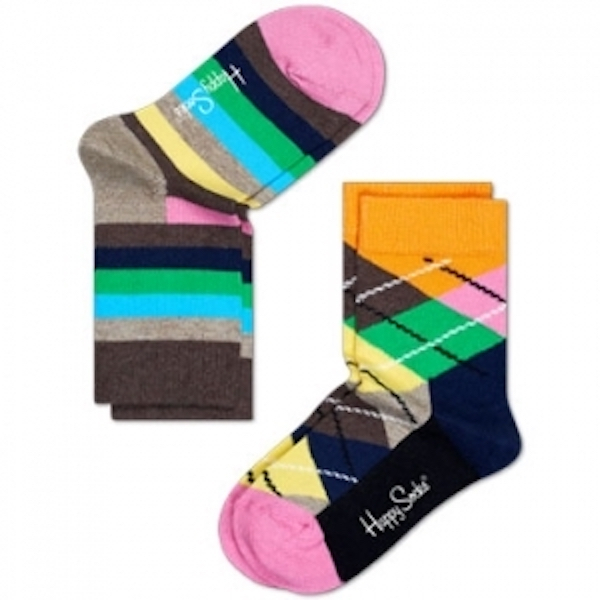 Happy Socks 繽紛彩點拼接襪子2入【多種款式】-(2-4y)