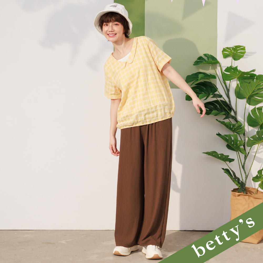 betty’s貝蒂思(21)細條紋路舒適寬褲(咖啡色)