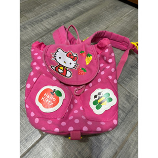 「二手兒童背包」Hello Kitty桃紅色兒童小背包（束口袋與魔鬼氈）