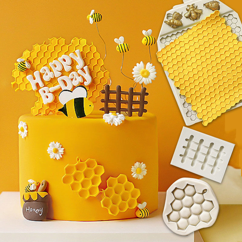 蜜蜂蜂巢花朵闌珊矽膠模具 DIY巧克力模具 蛋糕模 蛋糕裝飾 翻糖蛋糕模具 香薰肥皂石膏膜具 烘焙模具 烘焙用具