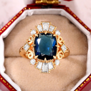 時尚巴黎 漸層藍 拓帕石 3克拉 貴族典範 S925銀 低調奢華 戒指 固定戒圍 美國戒圍 1880