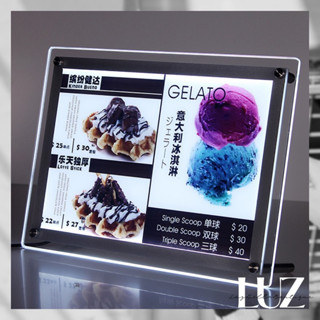 【臺灣現貨】水晶燈箱 壓克力燈箱 廣告招牌 開店 招財A3 A4 LED燈箱 超薄水晶招牌 壓克力選單 櫃檯 選單
